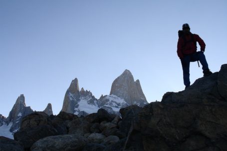 El Chalten - Bergsteiger vor dem Fitz Roy