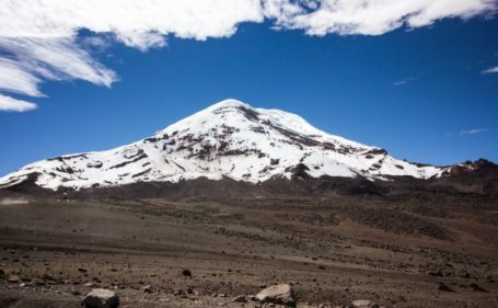 Blick auf den wolkenfreien Chimborazo